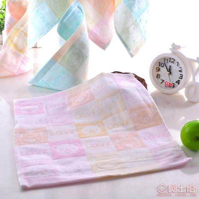 【厂家直销纱布双层口水巾婴幼儿挂钩口水巾提花熊头小方巾新品手帕21支,32支】高阳县鼎轩提花织物厂 - 产品库