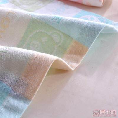 【厂家直销纱布双层口水巾婴幼儿挂钩口水巾提花熊头小方巾新品手帕21支,32支】高阳县鼎轩提花织物厂 - 产品库