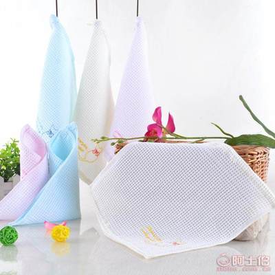 【厂家直销纱布双面蜂窝华夫格绣单线猫方巾手帕婴幼儿挂钩口水巾XFJ0732支】高阳县鼎轩提花织物厂 - 产品库