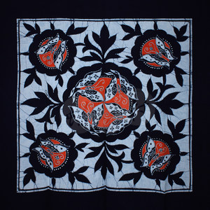 贵州苗族手工蜡染 龙凤八卦图方巾的艺术魅力